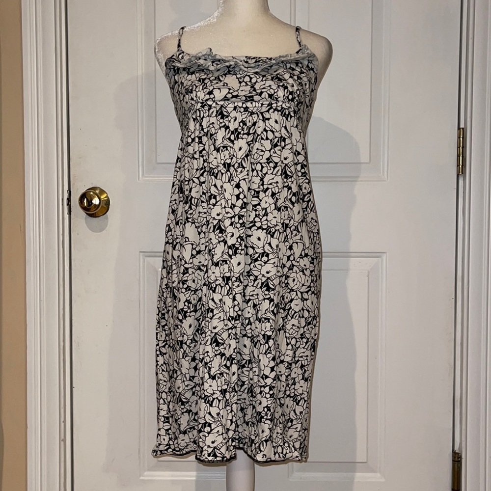 Spaghetti strap cotton dress with ruffle top